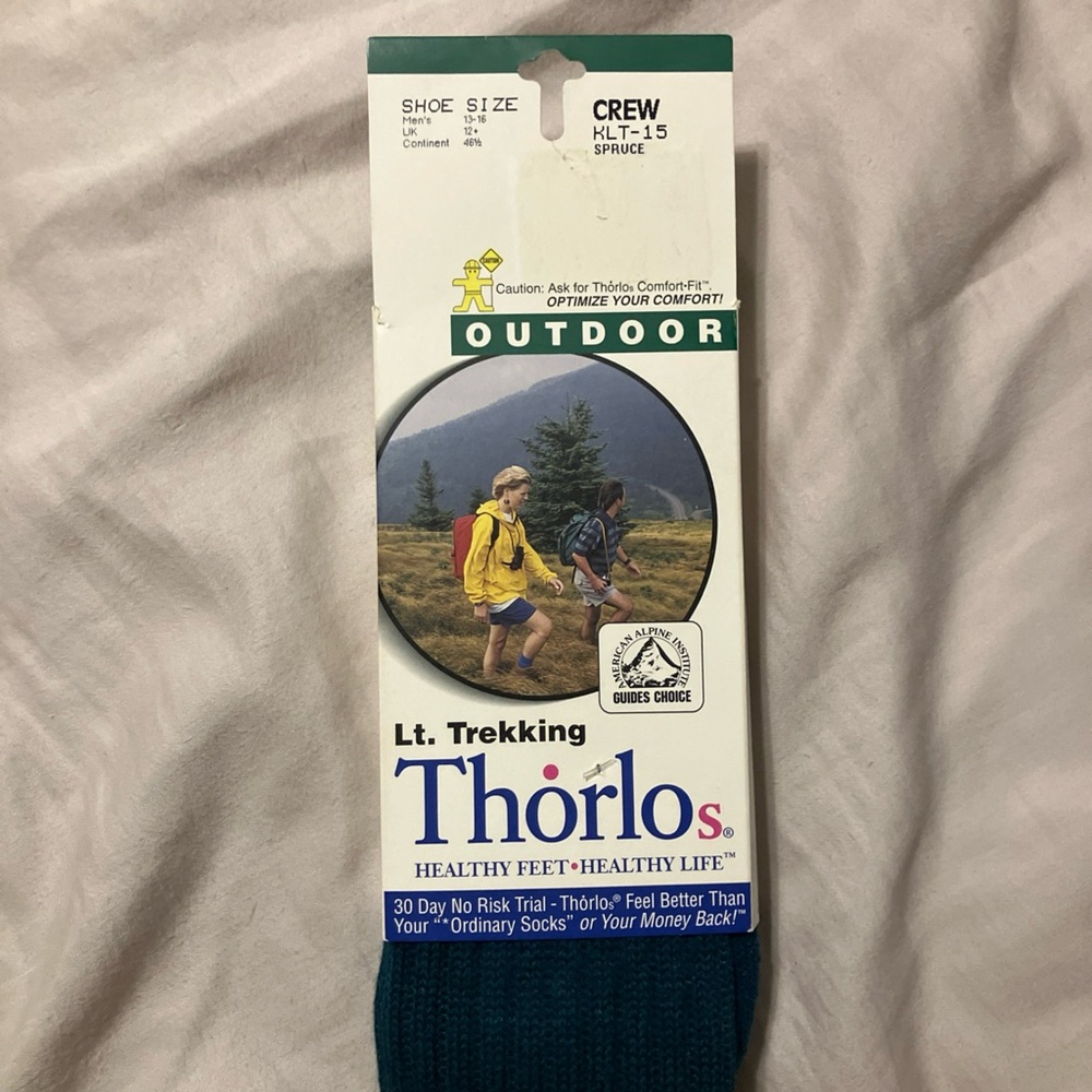 NIP Men’s Thorlos Lt. Trekking Outdoor Crew Socks Sz 13-16 Spruce Green Vintage